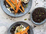 Roasted carrots with beluga lentils and In defense of food – Michael Pollan