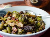 Roasted Brussels Sprouts with Garlic, Bacon and Balsamic Vinegar