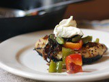 Grilled Tequila Chicken with Sauteed Peppers & Onions #The Dash Diet 30-Minute Cookbook by Christy Ellingsworth