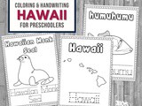 Hawaii Coloring and Handwriting Worksheets