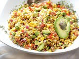 Corn Avocado Salad, Tomato, Black Eyed Peas and Four-Minute Corn on the Cob