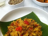 Green Lentils And Capsium Pulao/Pulav served with Egg Roast ,Raitha and Pappads