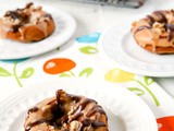 Banana & Walnut Baked Doughnuts with Fudge Glaze Icing