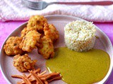 Cauliflower tempura with pickled ginger and coconut curry sauce