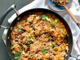 Mexican Brown rice and Quinoa skillet | Easy vegan one pot meal ready under 30 minutes