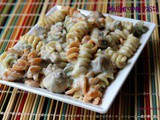 Creamy Mushroom Pasta - (Tri colour Rotini Pasta) - Mushroom Pasta in White sauce