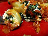 Skinny Spinach Stuffed Shells with Meat Sauce