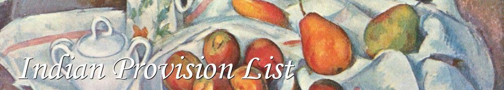 Very Good Recipes - Indian Provision List
