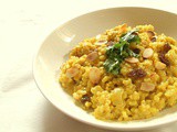 Recette de risotto à l'indienne au lait de coco curry amandes et raisin sec