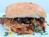 Crockpot bbq Root Beer Shredded Chicken Sandwiches