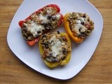 Secret Recipe Club ~ Quinoa, Black Bean and Turkey Stuffed Peppers