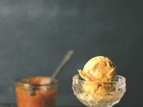 Butternut squash ice cream with caramel sauce