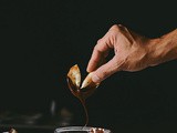 Chocolate dipped black sesame fortune cookies