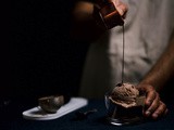 Double chocolate ice cream with chocolate bourbon fudge sauce