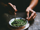 Fenugreek, mint and pea shoot pesto