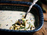 Fire roasted poblano and corn in almond cream