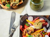 Grilled shrimp with cilantro mint chutney