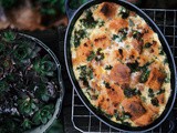 Kale and sausage bread pudding