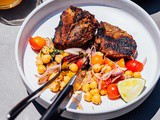 Lamb chops, chickpeas, and tomatoes