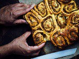 Lamb swirl buns and spiced fruit salad