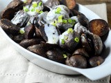Mango-spiced baby potatoes with buttermilk sauce