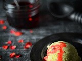 Rose petal and saffron ice cream