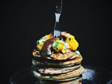Tamarind buckwheat pancakes with acorn squash salsa and date and tamarind chutney