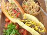 Gin Braised Bratwurst with Kraut Slaw #FoodieExtravaganza