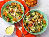 Grilled Chicken Gyro Salad with Pita Croutons #src