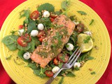 Grilled Salmon Salad Caprese #CookoutWeek
