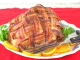 Honey-Glazed Bacon-Wrapped Ham for #SundaySupper