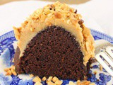 Low Sugar Chocolate Peanut Butter Bundt Cake #BundtBakers