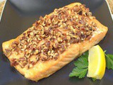 Maple Bourbon Oven Glazed Salmon with Pecan Topping
