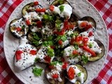 Chargilled Aubergines with Saffron (or Garlic Yogurt), Parsley & Pickled Chillies