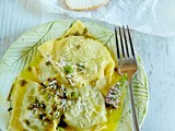 A taste of Ireland: Goats cheese & New Zealand Spinach Ravioli with nastursium seeds in a mint and lemon butter sauce