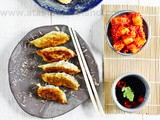 Wild Pigeon, shitake & cabbage Gyoza (pot stickers) with pan Fried wild pigeon breasts, Daikon Kimchi and tempura Shitake mushrooms