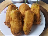2 Way Green Pepper Fritters: Stuffed Mirchi Bhajji ( Fried and AirFryer Recipe )