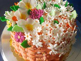 Gumpaste Sugar Flowers | How To Make पारिजात /Indian Night Jasmine Flower from Gumpaste or Fondant | Flower Basket Cake