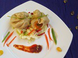 Momos Pudina Bhaji with orange garlic sauce ~ Mother's Recipe Innovation