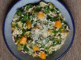 Risotto met boerenkool, spruitjes en pompoen