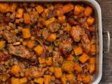 Traybake met kip, pompoen & harissa