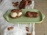 Eclair al cacao amaro con gelato di mandorla