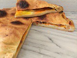 Focaccia fiori di zucca, stracchino e alici
