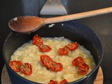 Risotto con melanzana e pomodori arrostiti