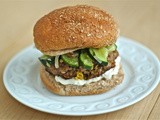 Asian pork burgers with quick pickled cucumbers