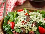 Blackened blue steak salad with coffee marinade