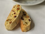 Cranberry-pistachio biscotti with crystallized ginger