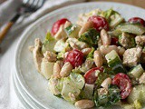 Naan fattoush with yogurt dressing