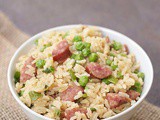 One pot kielbasa and rice with peas