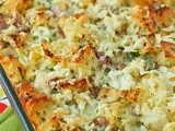 Savory sausage and apple bread pudding